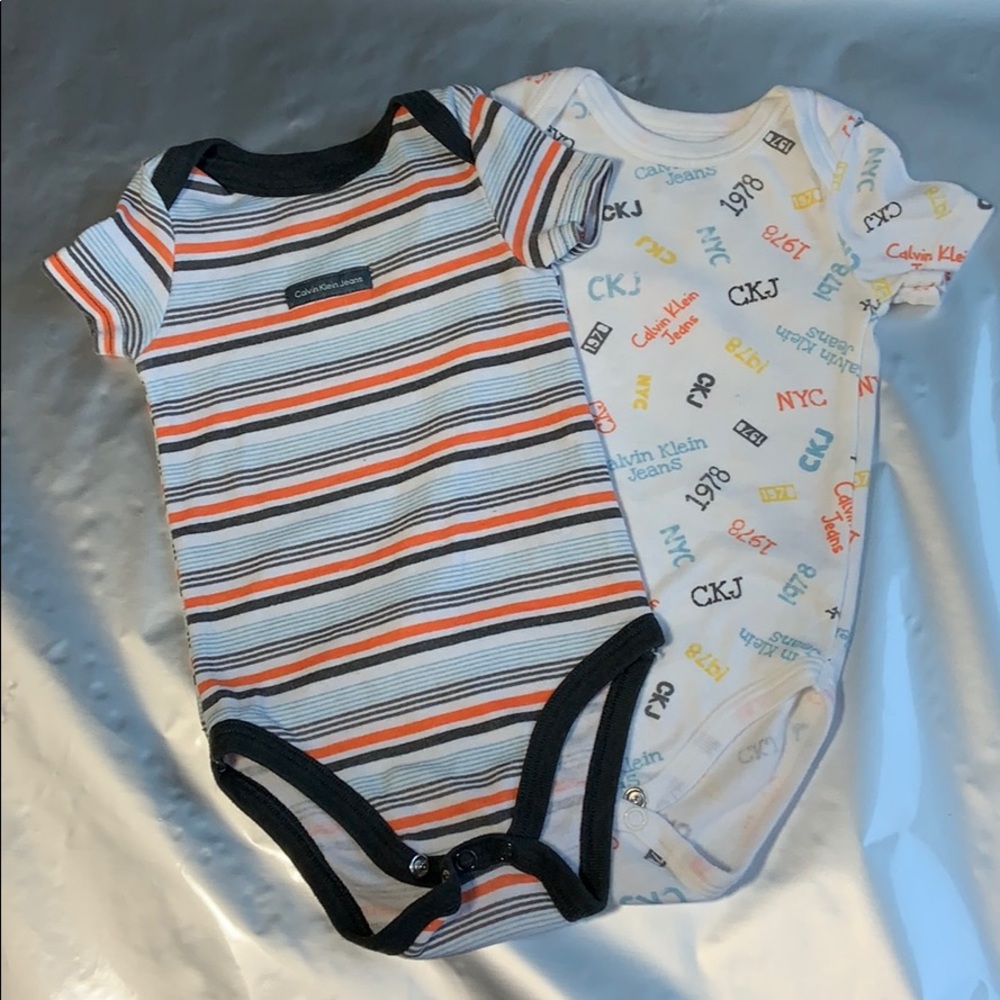 0-3 Months Matching 2pc. Calvin Klein Onesies